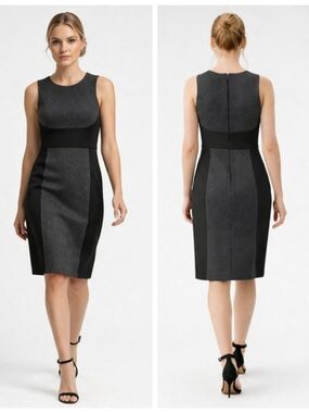 Vince Colorblock Sheath Dress Wool Blend Black Gray Size 4   F379